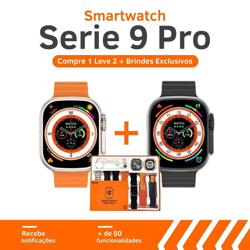 Compre 1 Leve 2 SmartWatch Serie 9 Pro™ + BRINDES 7 Pulseiras + Case + Película de Brinde]