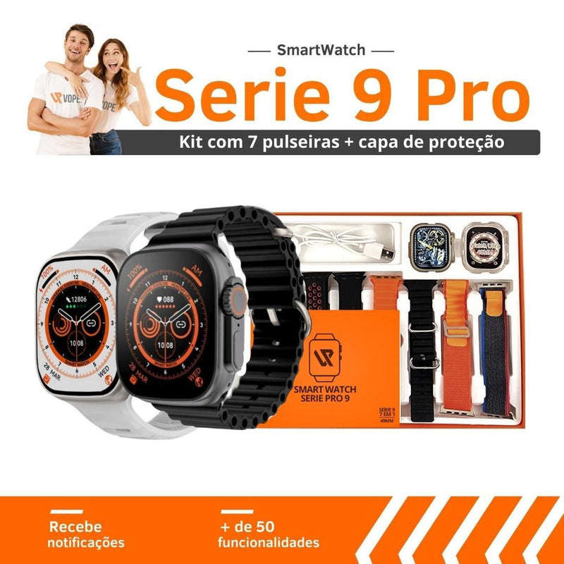 SmartWatch Serie 9 Pro™ +7 Pulseiras + Capa + Película de Vidro 3D